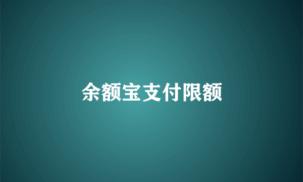 余额宝支付限额