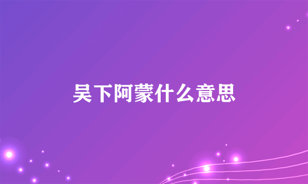 吴下阿蒙什么意思