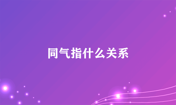 同气指什么关系