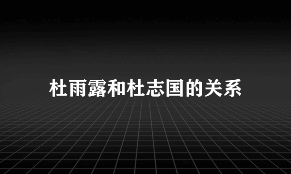 杜雨露和杜志国的关系