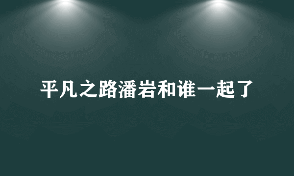 平凡之路潘岩和谁一起了