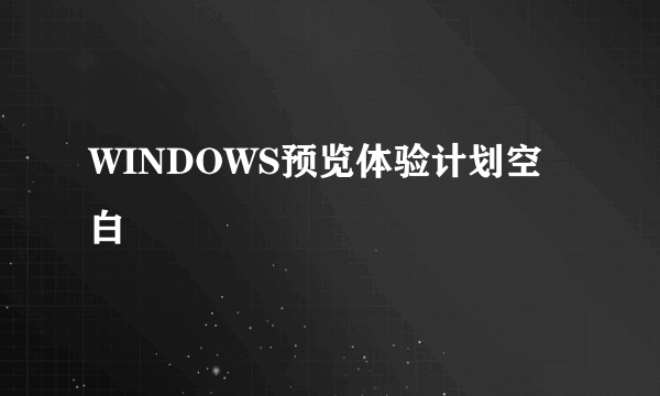 WINDOWS预览体验计划空白