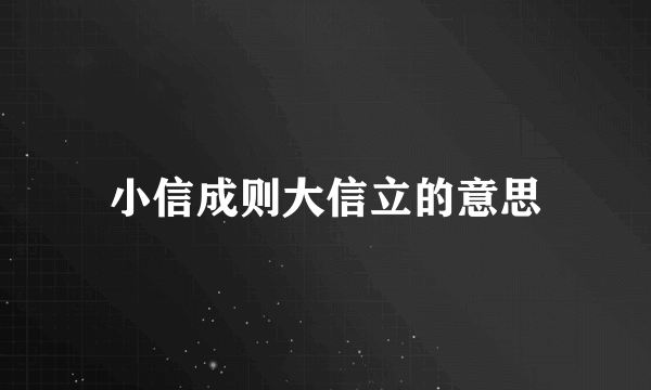 小信成则大信立的意思