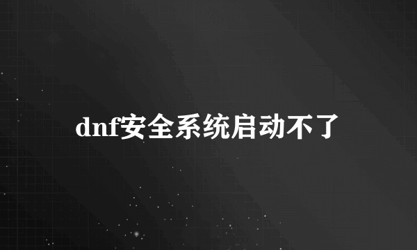 dnf安全系统启动不了