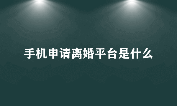 手机申请离婚平台是什么