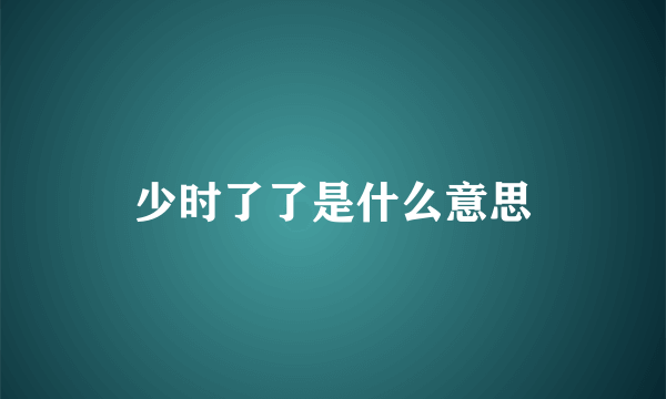 少时了了是什么意思