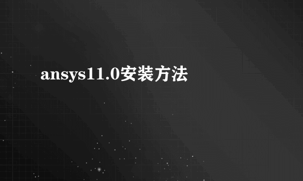 ansys11.0安装方法