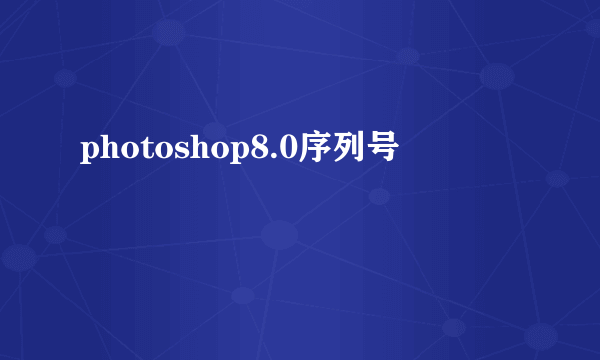 photoshop8.0序列号