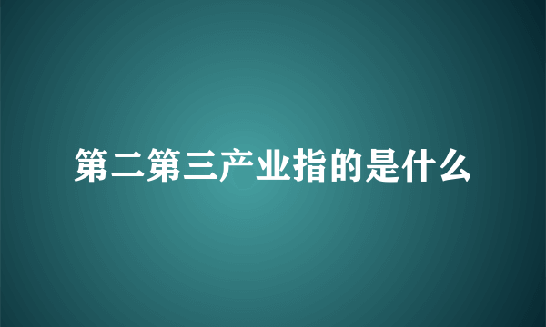 第二第三产业指的是什么