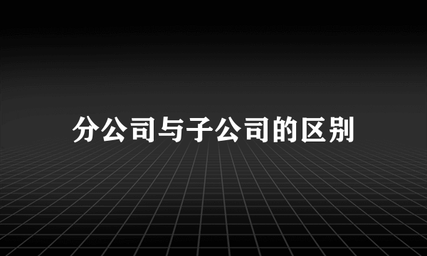 分公司与子公司的区别