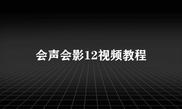 会声会影12视频教程