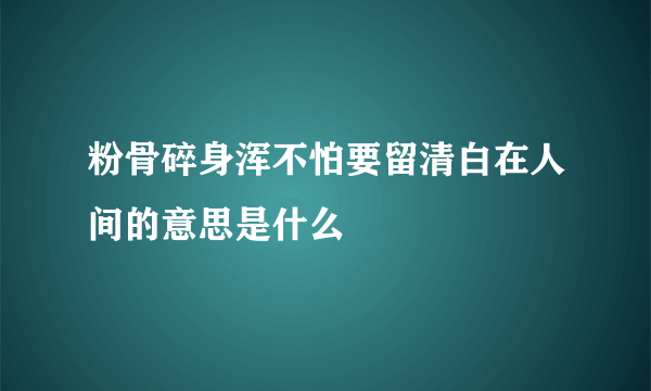 粉骨碎身浑不怕要留清白在人间的意思是什么