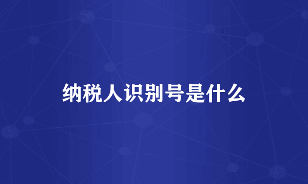 纳税人识别号是什么