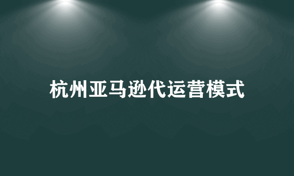 杭州亚马逊代运营模式