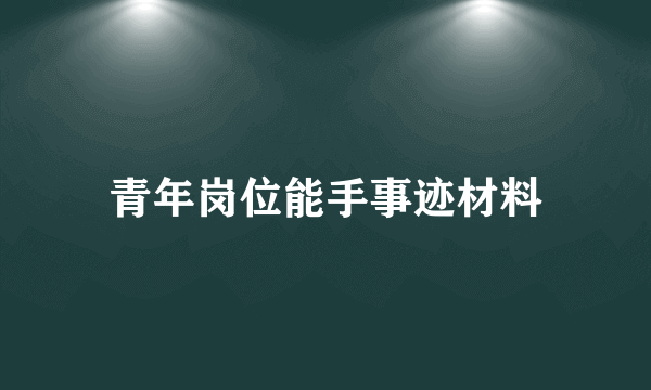 青年岗位能手事迹材料