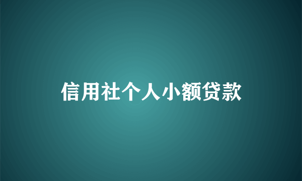 信用社个人小额贷款