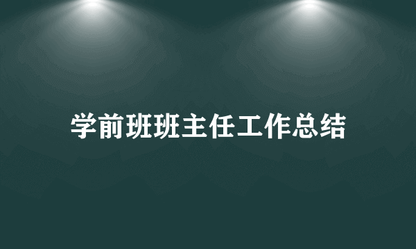 学前班班主任工作总结