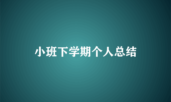 小班下学期个人总结