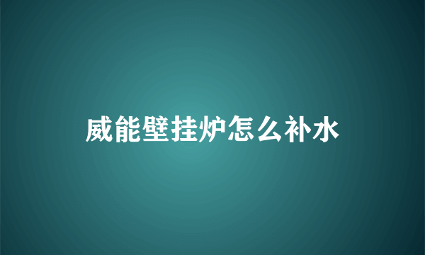 威能壁挂炉怎么补水