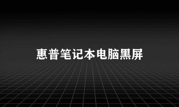 惠普笔记本电脑黑屏