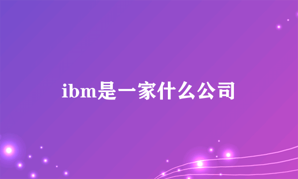 ibm是一家什么公司