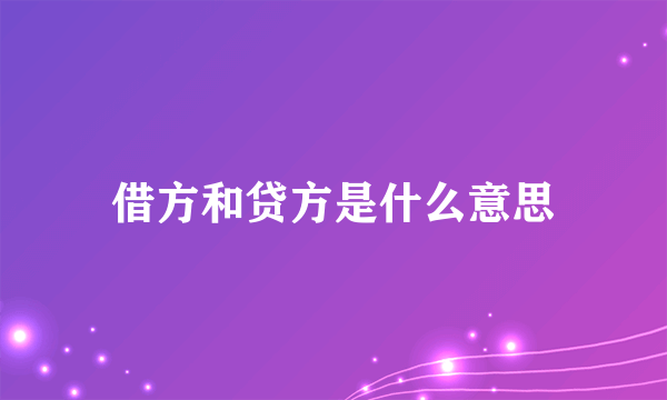 借方和贷方是什么意思