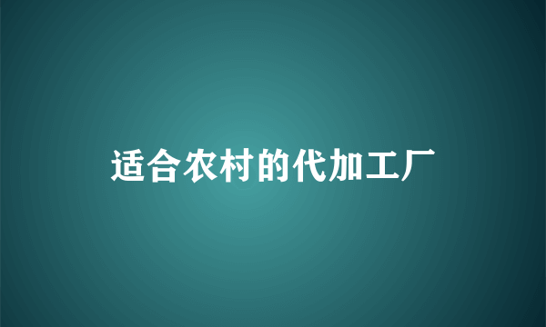 适合农村的代加工厂