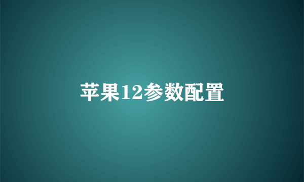 苹果12参数配置