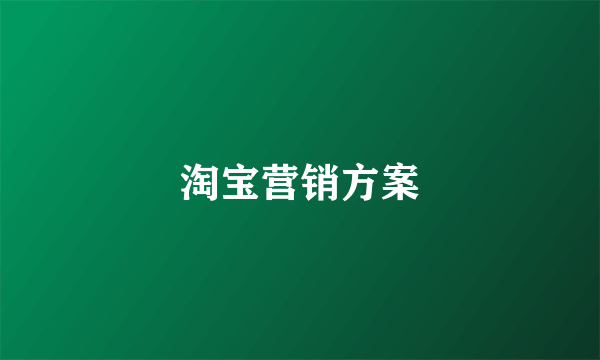 淘宝营销方案