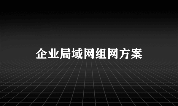 企业局域网组网方案