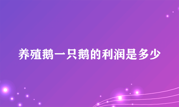 养殖鹅一只鹅的利润是多少