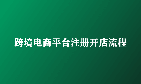 跨境电商平台注册开店流程