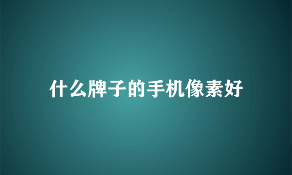 什么牌子的手机像素好