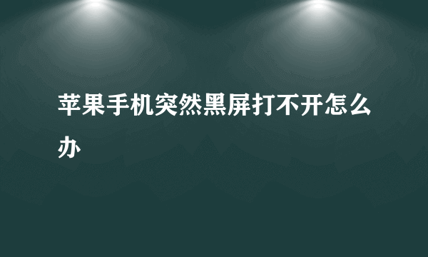 苹果手机突然黑屏打不开怎么办