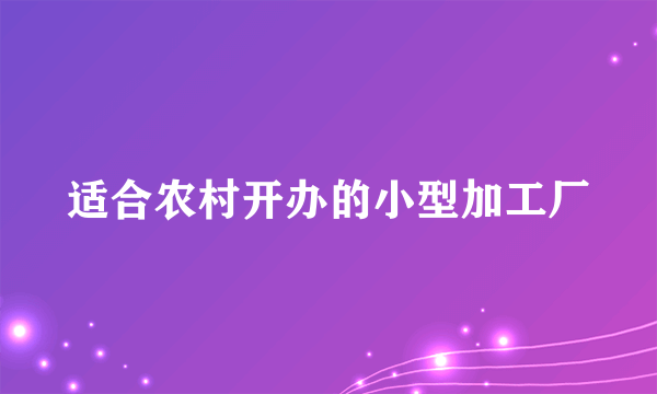 适合农村开办的小型加工厂