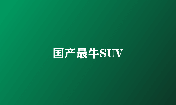 国产最牛SUV