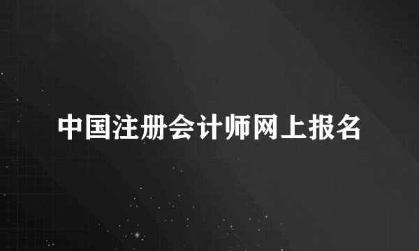 中国注册会计师网上报名