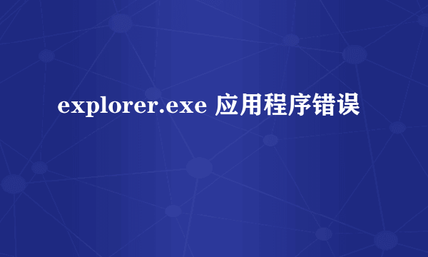 explorer.exe 应用程序错误