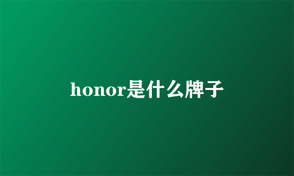 honor是什么牌子