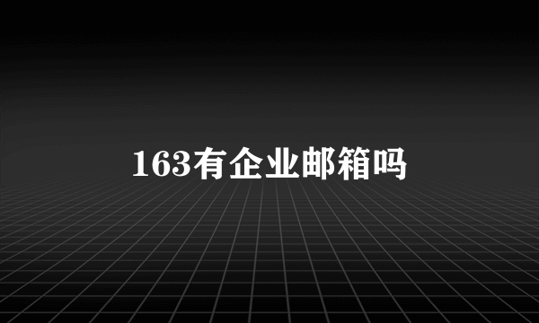 163有企业邮箱吗