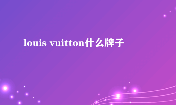 louis vuitton什么牌子