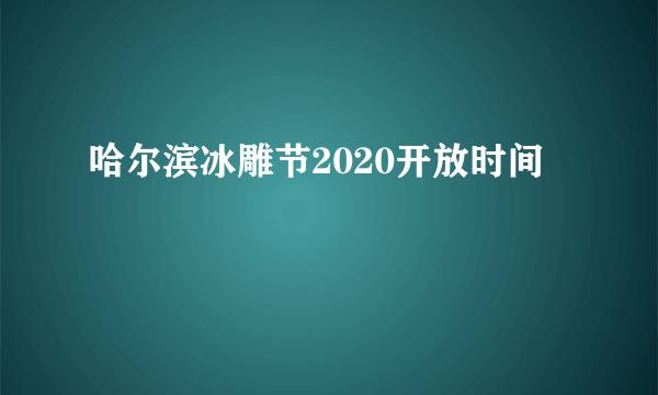 哈尔滨冰雕节2020开放时间