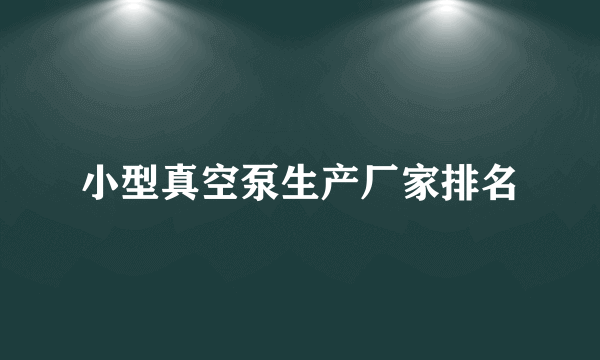 小型真空泵生产厂家排名