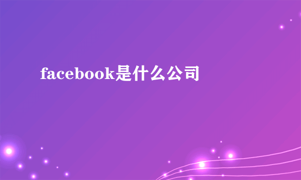 facebook是什么公司