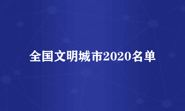 全国文明城市2020名单