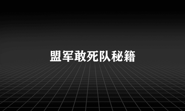 盟军敢死队秘籍