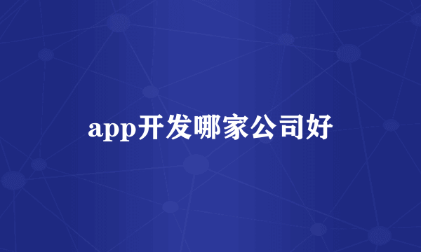 app开发哪家公司好