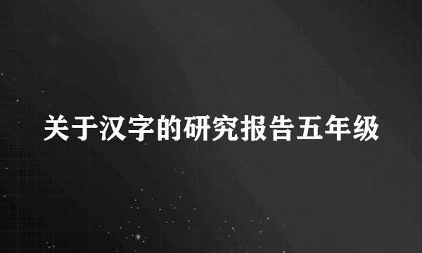 关于汉字的研究报告五年级