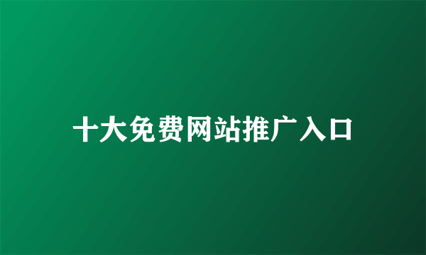 十大免费网站推广入口