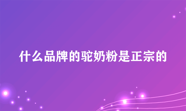 什么品牌的驼奶粉是正宗的